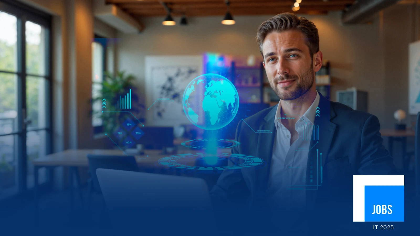 Young IT professional analizing IT Hiring Trends 2025